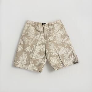 Chaps Shorts Mens 32 Linen Blend Leaf Print Hawaiian Floral Tropical Lightweight